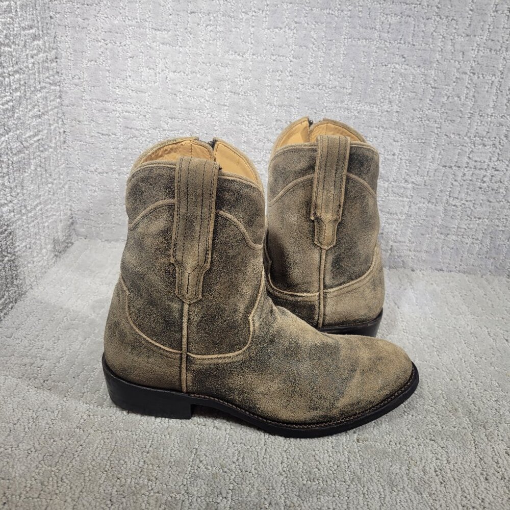 Tecovas The Dean Men's Size US 8EE Taupe Suede Side Zip Western Boots - Picture 7 of 10